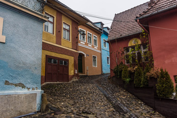 Colorful streets of Sighisoara, Romania