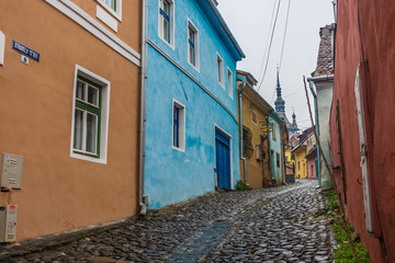 Colorful streets of Sighisoara, Romania