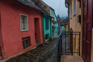 Fototapeta na wymiar Colorful streets of Sighisoara, Romania