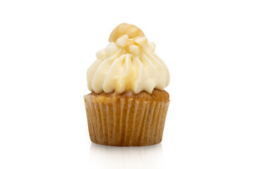 Macadamia cupcake isolated on white background