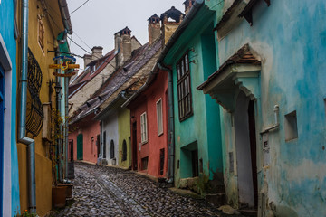 Colorful streets of Sighisoara, Romania