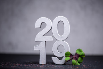 Silvester Karte 2019 Hintergrund Glücksklee