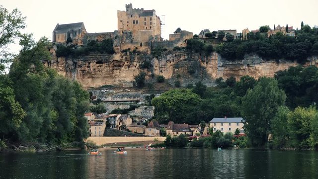 Pretty medieval village of Beynac from the river Dordogne 