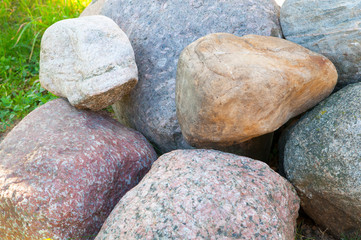 A group of decorative big boulders