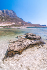 The Balos lagoon in the northwest of Crete island, Greece, Europe.