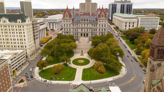 Fall Season New York Statehouse Capitol Building in Albany