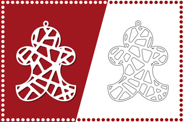 Modern Christmas Clown. New Year's Toy for laser cutting. Vector illustration.