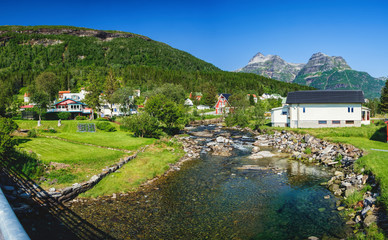 Scenic summer view of the Bogen, which is a village and the administrative centre of the...