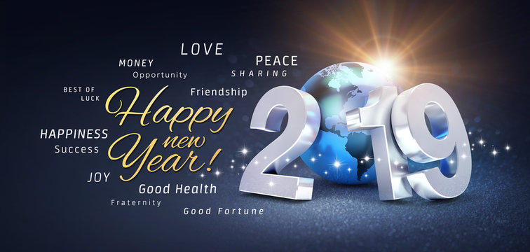 New Year 2019 Greeting card wishing the best
