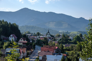 Fototapeta na wymiar country village rooftops in Slovakia