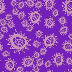 Seamless stylized flowers with concentric lines inside