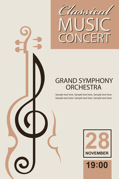 classical music concert poster with violin image