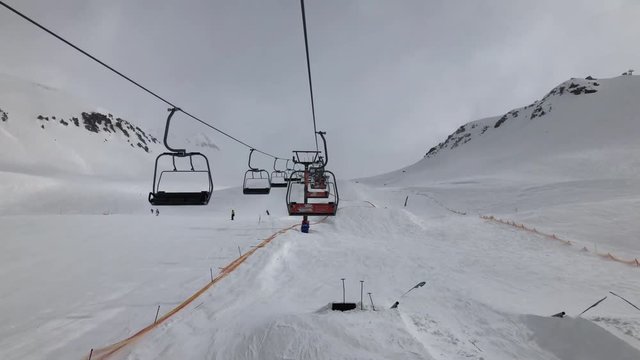 day time gudauri ski resort lift ride panorama 4k georgia
