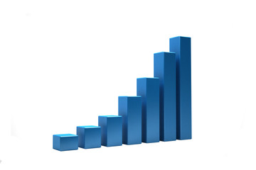 Business Growth Bar Graph Curve. 3D Render Illustration