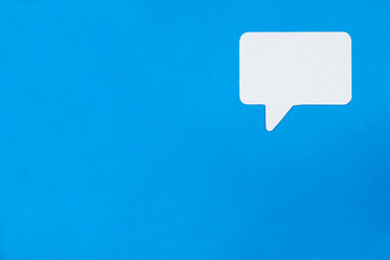 Paper speech concept on blue background. Social Media Chat concept. Icon message.