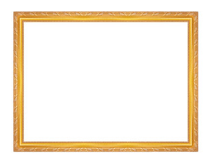 Gold picture frame isolated on white background