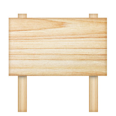 Wooden sign isolated on white background.