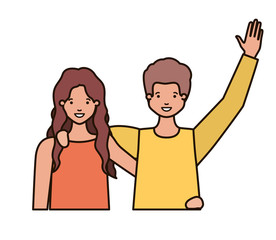 Obraz premium young couple with hands up avatar character