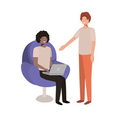 Fototapeta premium young men sitting in chair avatar character