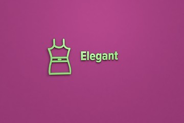 Text Elegant with green 3D illustration and purple background