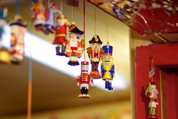 Christmas decoration Nutcracker on Christmas marketplace