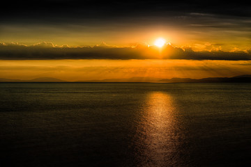 yellow sky sea sunset