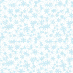 Web of blue Christmas snowflakes seamless pattern. Great for winter holidays wallpaper, backgrounds, invitations, packaging design projects. Surface pattern design.