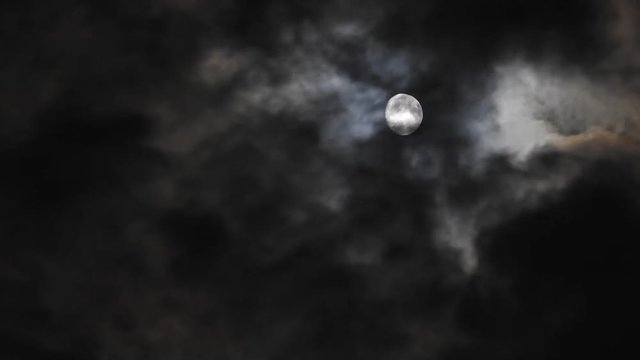 月イメージ素材、2018年11月20日、月齢12.7、照らす雲流れ速い、タイムラプス動画
