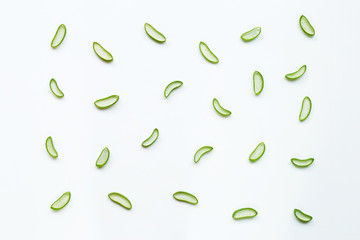 Aloe Vera sliced on white background.
