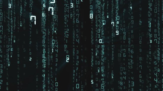 Binary rain, streams of white numbers, 4K abstract background, matrix effect. 
