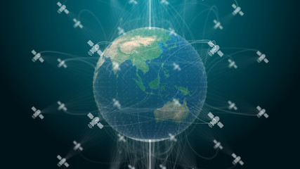 Fototapeta na wymiar Nanosatellite or Small satellite global communication technology systems