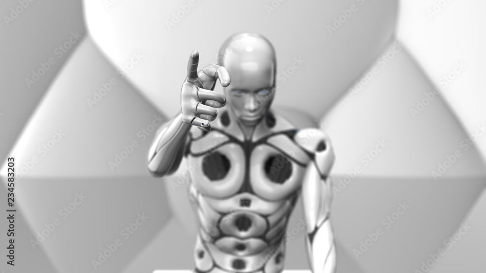 Wall mural ai robot sitting pointing simulation of human intelligence by machines
