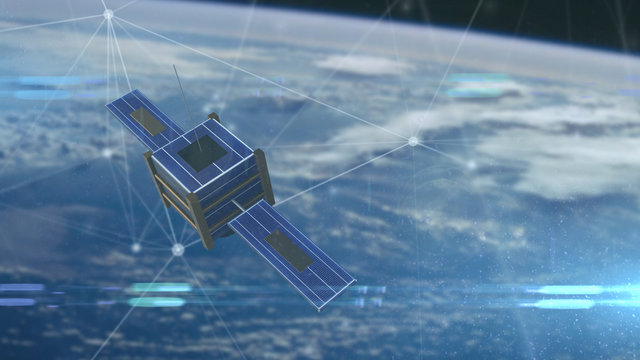 Satellite or nanosatellite orbating the earth for world wide data connectivity