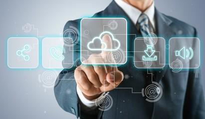 Businessman and internet and virtual reality concept -