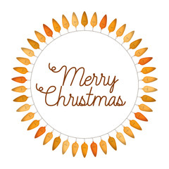 merry christmas with christmas lights isolated icon