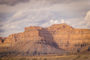 Desert Mountain Range With Cloudy Sky