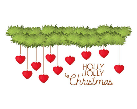 holly jolly merry christmas time and garland with christmas balls