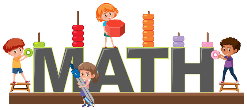 Students character on math logo