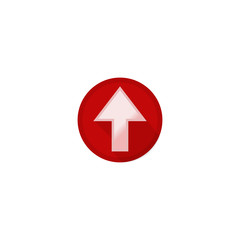 White up arrow button icon on red background