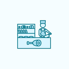 meat section 2 colored line icon. Simple colored element illustration. meat section outline symbol design from shopping mall set