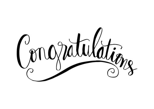 Congratulations calligraphy lettering text card with. Modern brush 