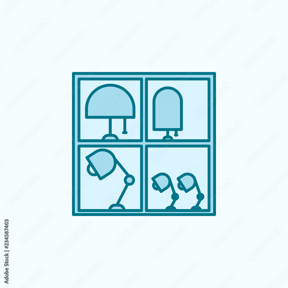 Poster showcase with nightlights 2 colored line icon. simple colored element illustration. showcase with ni
