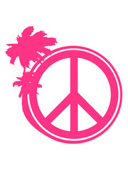 ferien insel palmen urlaub meer strand sonne rund kreis no peace zeichen symbol frieden krieg hippie liebe böse gut logo design