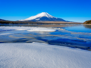 富士山 冬景色 日本の山梨県山中湖村