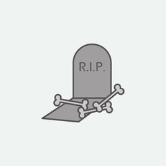 Halloween coffin with bones R.I.P. colored icon. One of the Halloween collection icons for websites, web design, mobile app