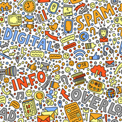 Informational overload seamless pattern