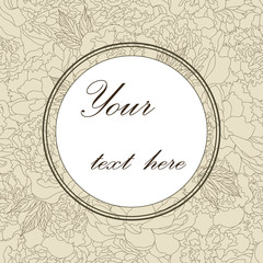 Vector background with peonies. Floral composition with space for text. Template wedding invitation or another greeting card. Vector Illustration