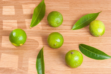 fresh lemon on the vintage wooden table