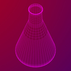 Test tube low poly wireframe mesh. Science and analyses. Vector abstract polygonal image line and point.