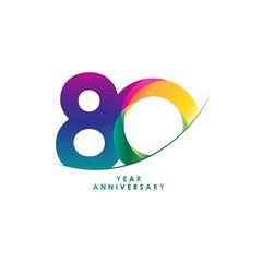 80 Year Anniversary Vector Template Design Illustration